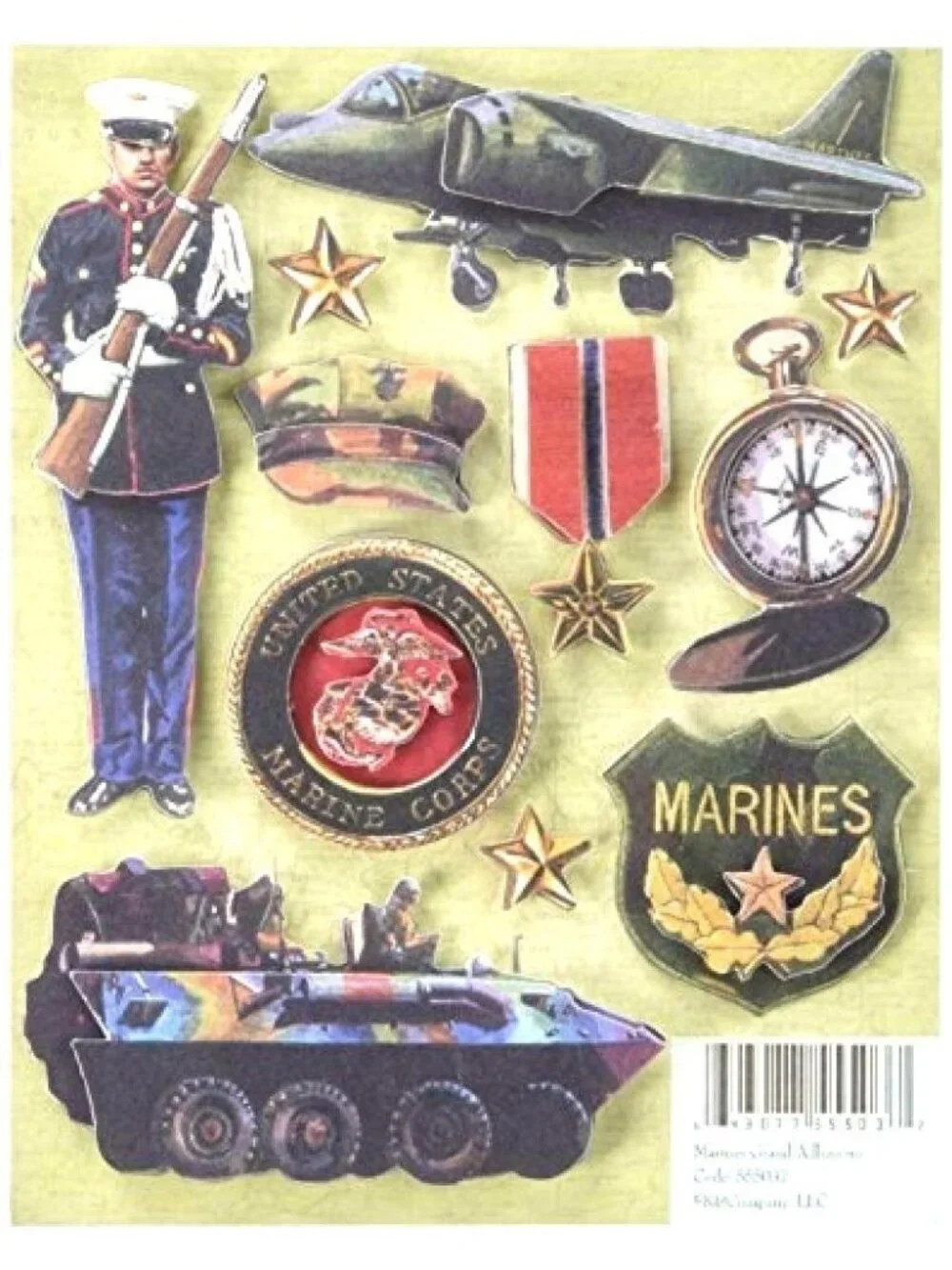 Military Stickers  K & COMPANY US Marines Marine Corps Scrapbook Memory 11 Pcs